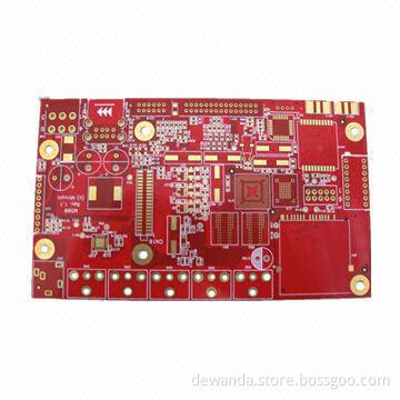 FR-4 4-layer printed circuit board with red solder mask